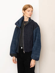 The Shira Denim Puffer Bomber Jacket