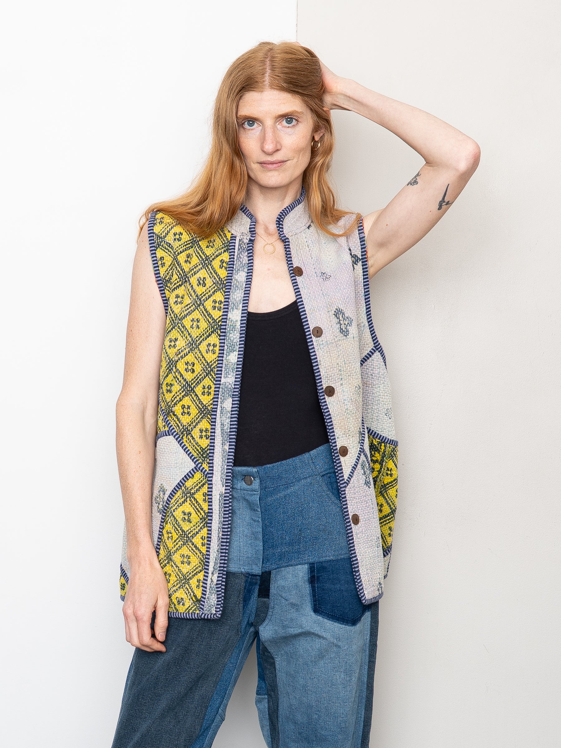 The Ladhiya Quilted Patchwork Kantha Vest
