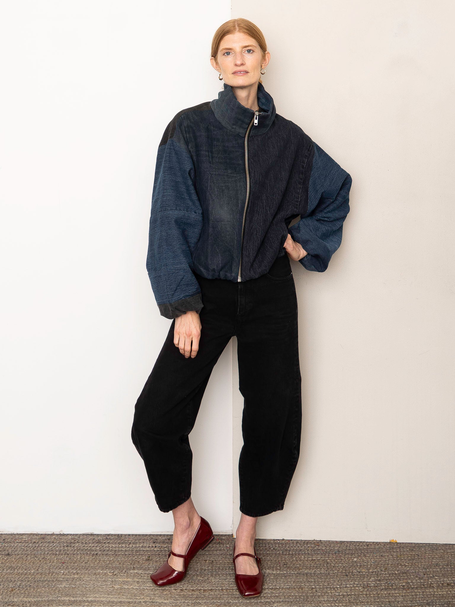 The Shira Denim Puffer Bomber Jacket