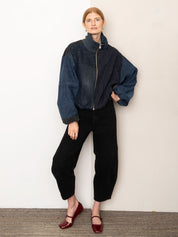 The Shira Denim Puffer Bomber Jacket