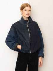 The Shira Denim Puffer Bomber Jacket