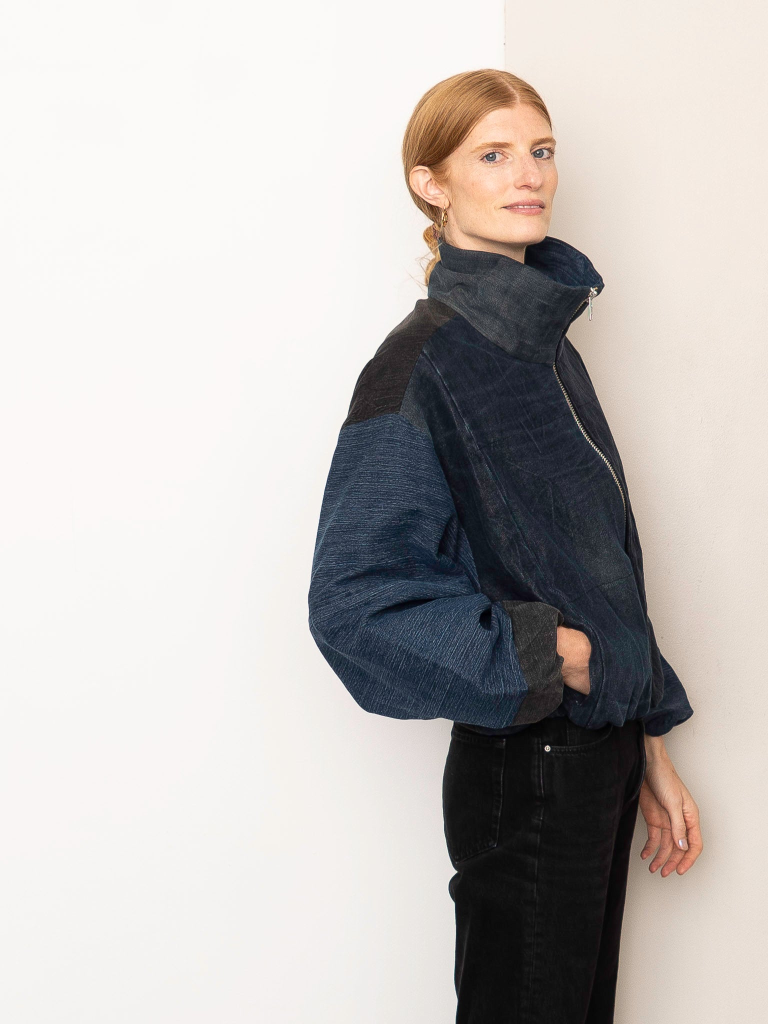 The Shira Denim Puffer Bomber Jacket