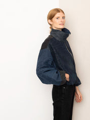 The Shira Denim Puffer Bomber Jacket