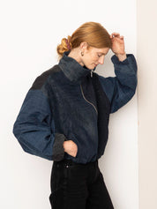 The Shira Denim Puffer Bomber Jacket
