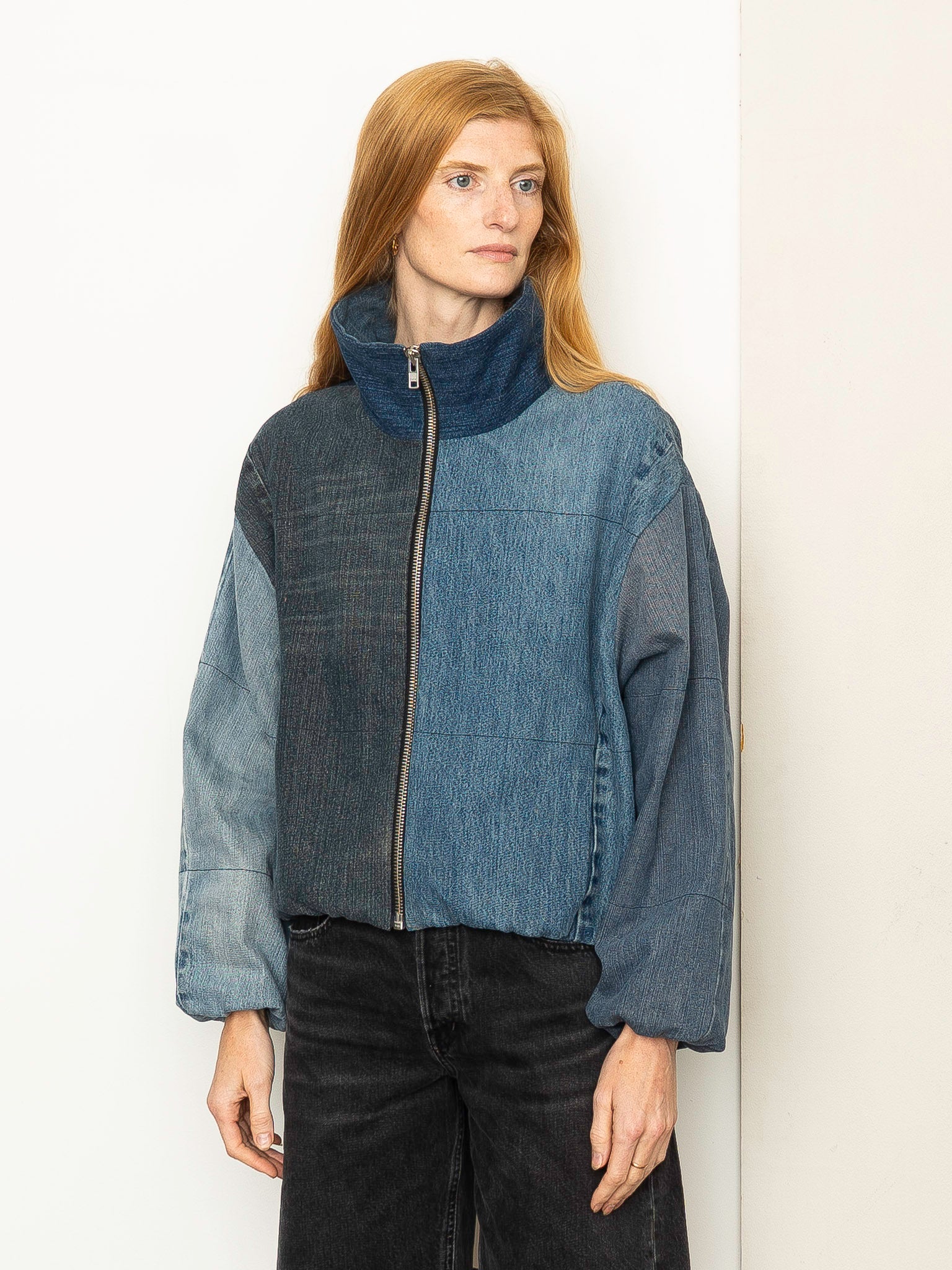 The Shira Denim Puffer Bomber Jacket Wholesale