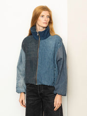 The Shira Denim Puffer Bomber Jacket Wholesale