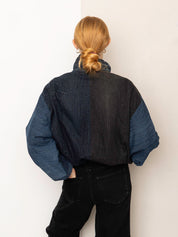 The Shira Denim Puffer Bomber Jacket