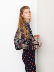The Kaira Cropped Suzani Quilted Kantha Jacket
