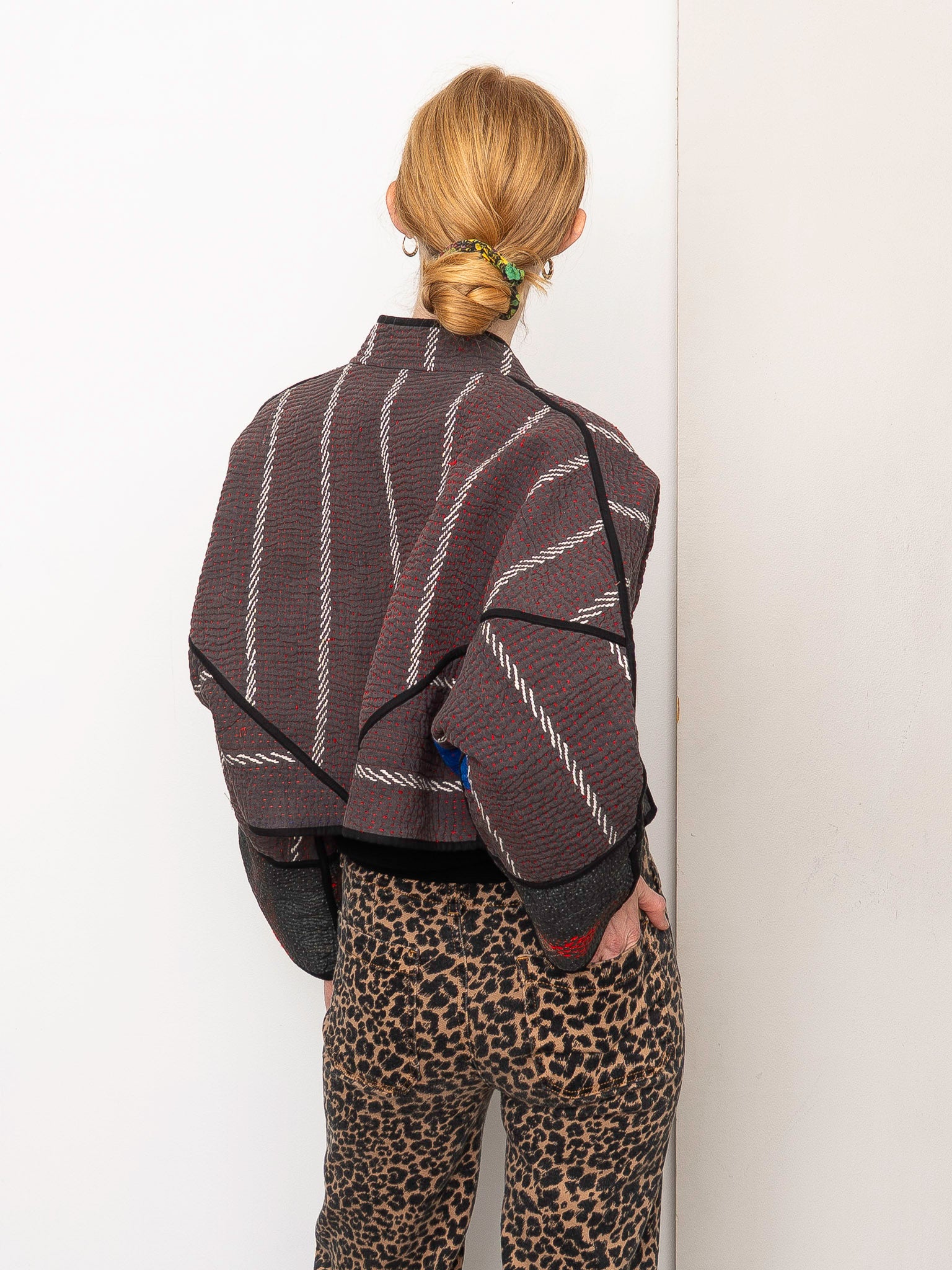 The Kaira Cropped Quilted Patchwork Kantha Jacket