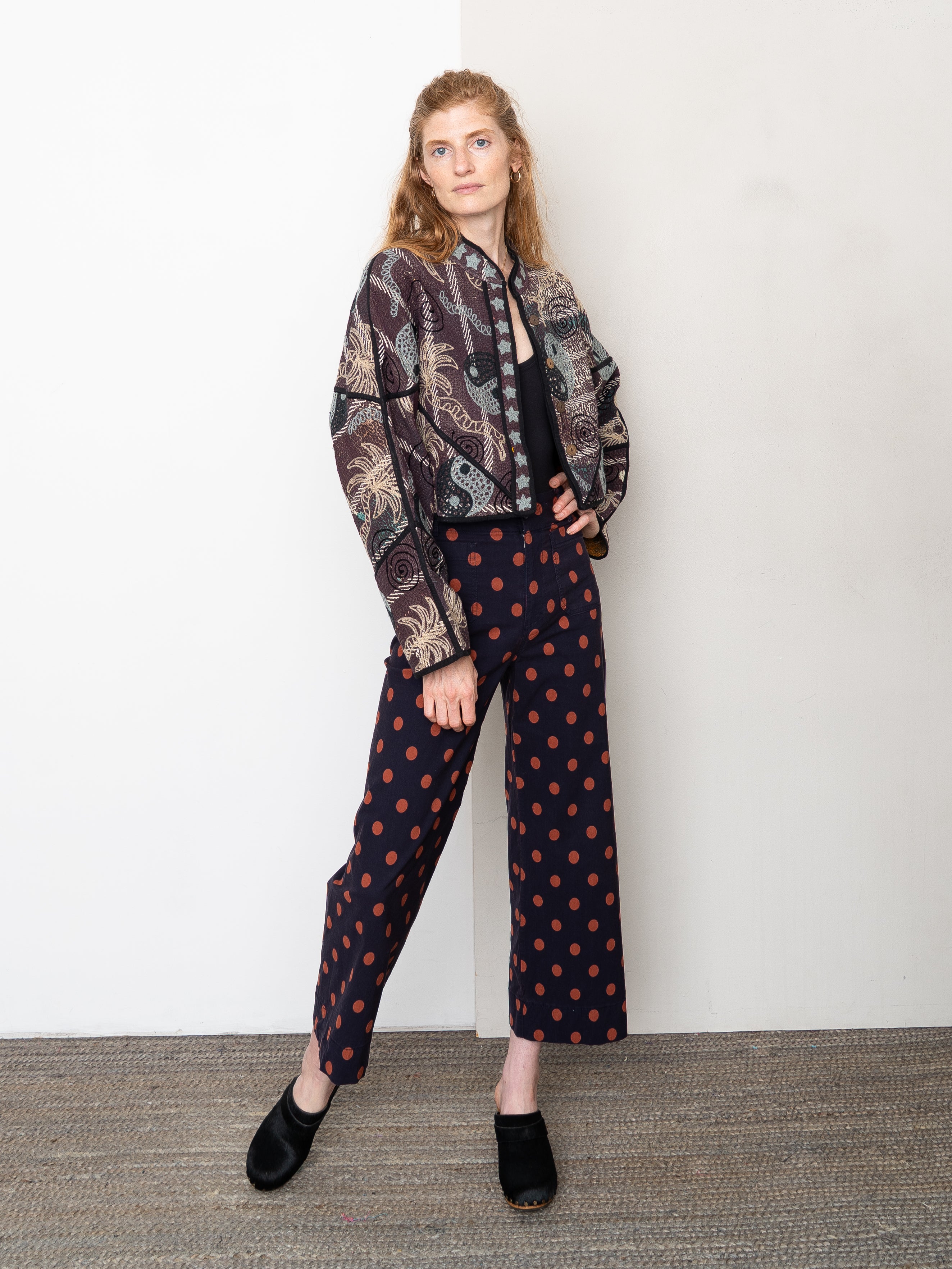 The Kaira Cropped Suzani Quilted Kantha Jacket