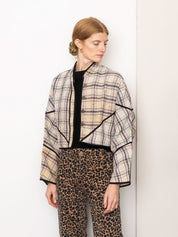 The Kaira Cropped Quilted Patchwork Kantha Jacket