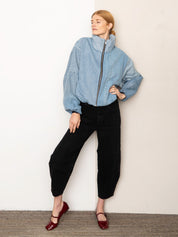 The Shira Denim Puffer Bomber Jacket