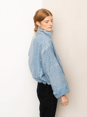The Shira Denim Puffer Bomber Jacket