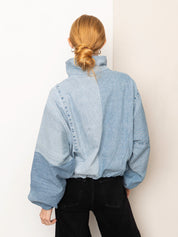 The Shira Denim Puffer Bomber Jacket