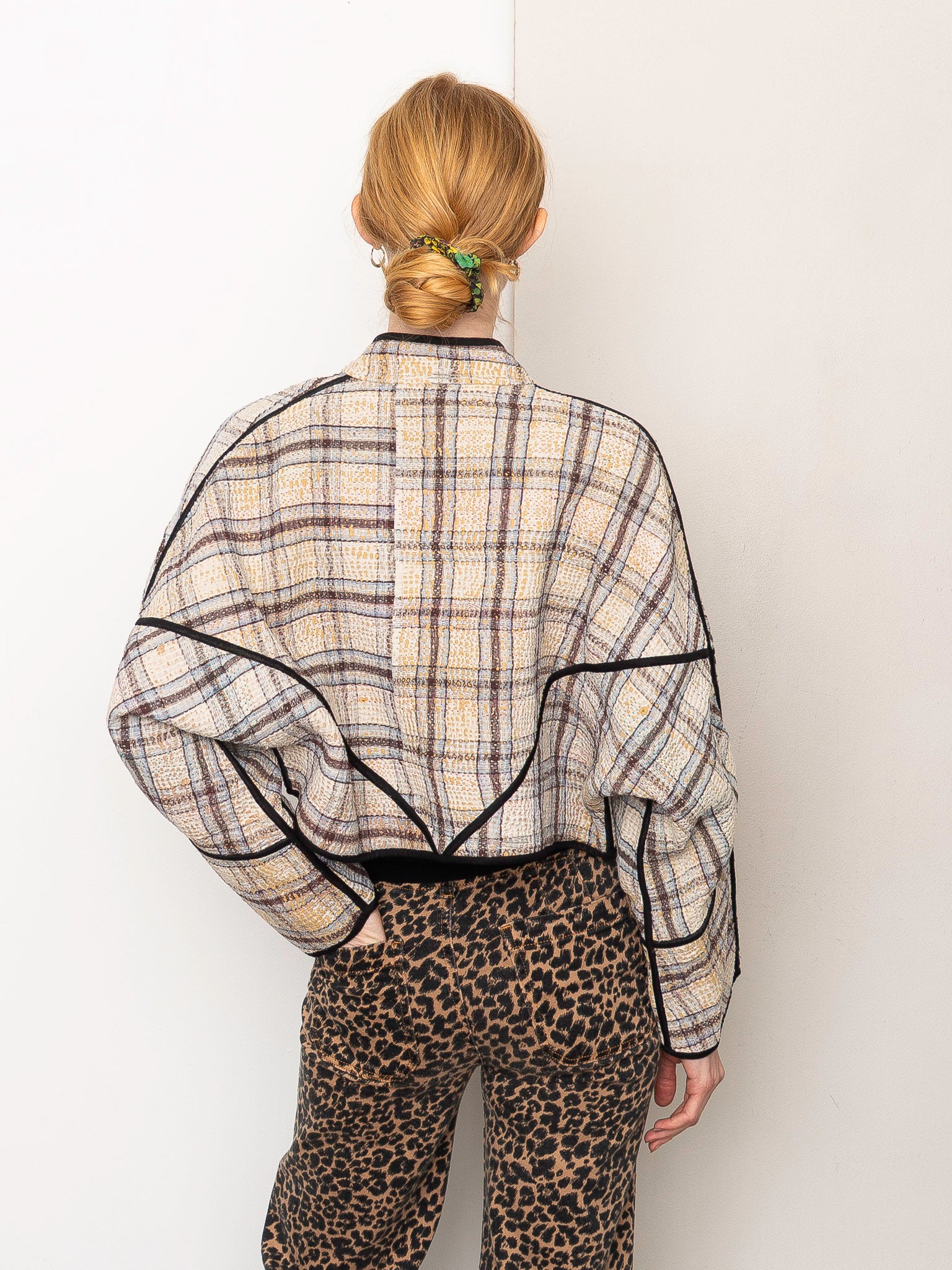 The Kaira Cropped Quilted Patchwork Kantha Jacket