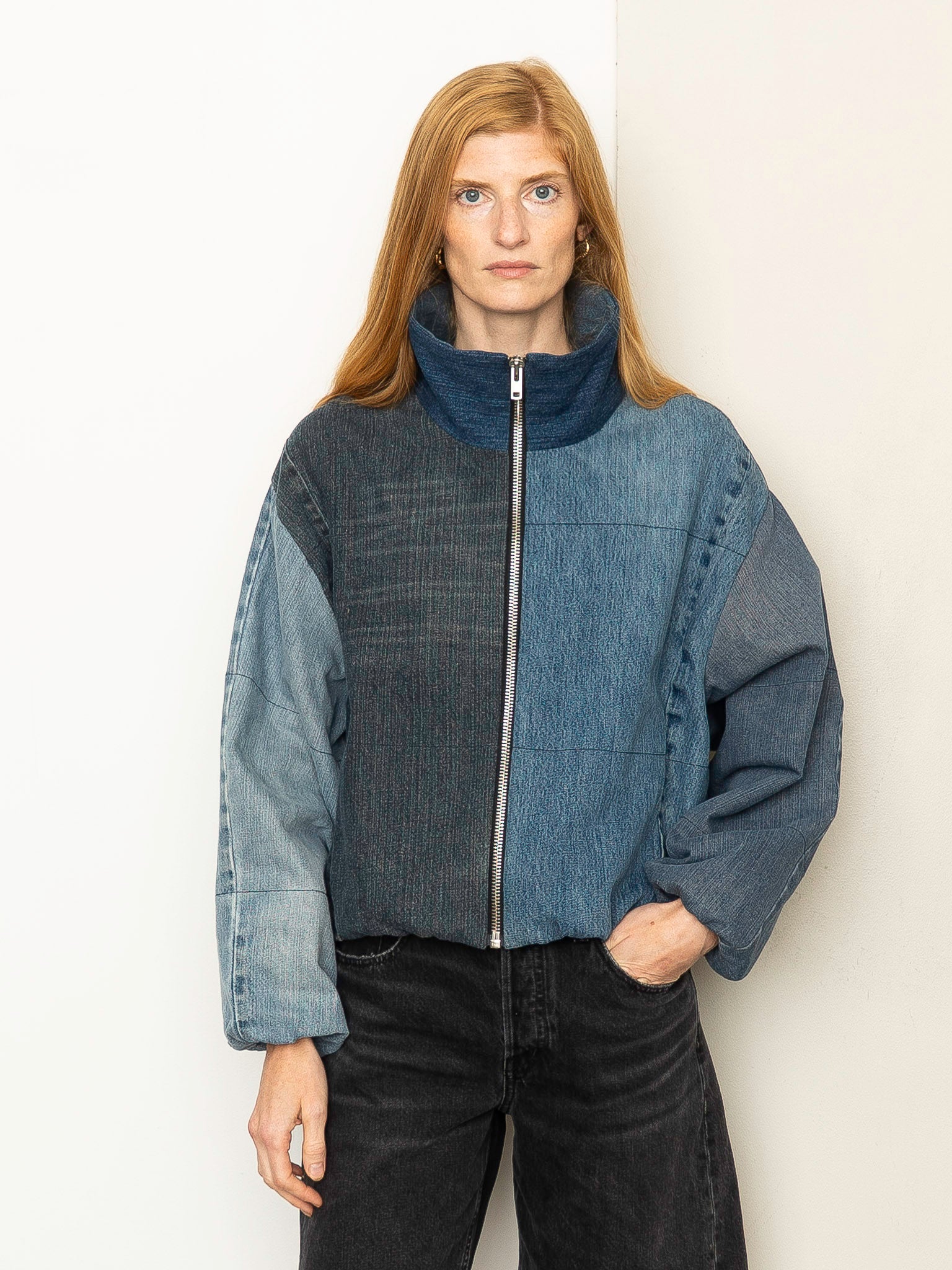 The Shira Denim Puffer Bomber Jacket Wholesale