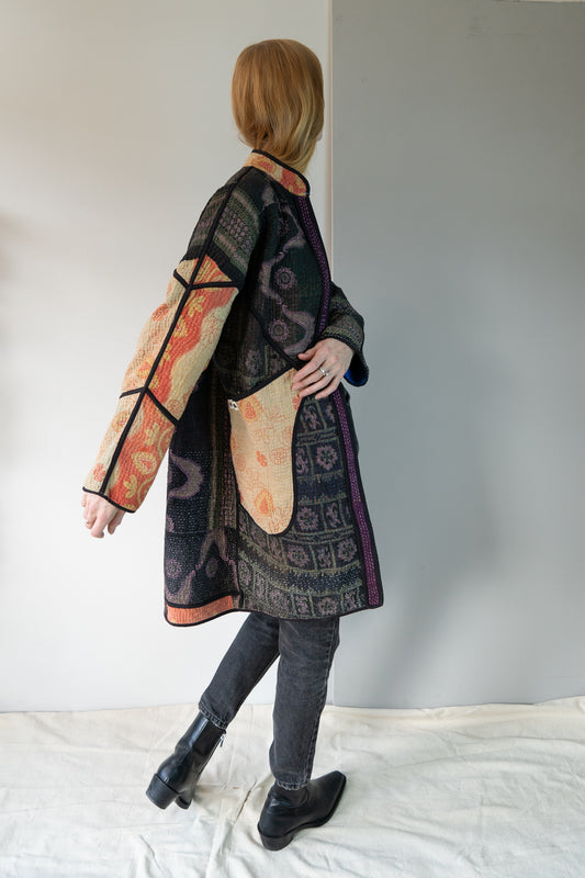 The Sai Quilted Patchwork Kantha Coat