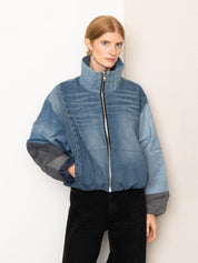 The Shira Denim Puffer Bomber Jacket