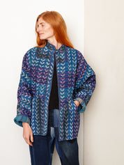 The Ishani Quilted Indigo Kantha Jacket