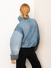 The Shira Denim Puffer Bomber Jacket