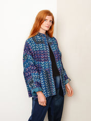 The Ishani Quilted Indigo Kantha Jacket