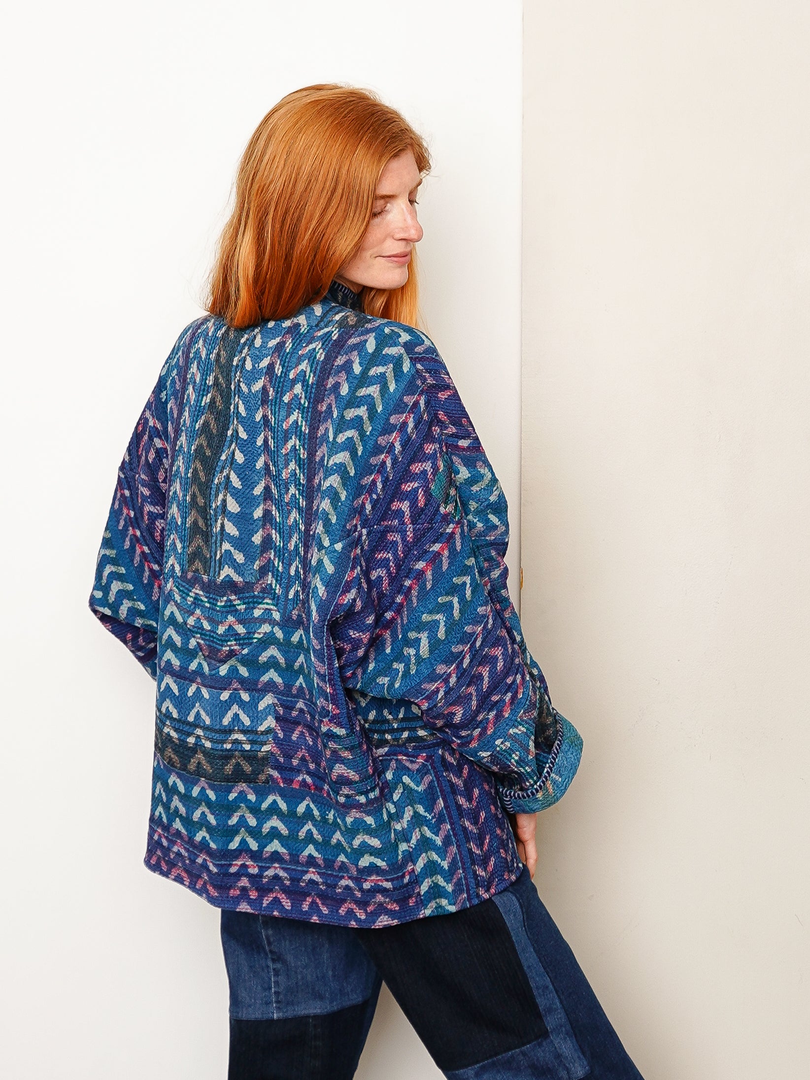 The Ishani Quilted Indigo Kantha Jacket