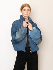 The Shira Denim Puffer Bomber Jacket
