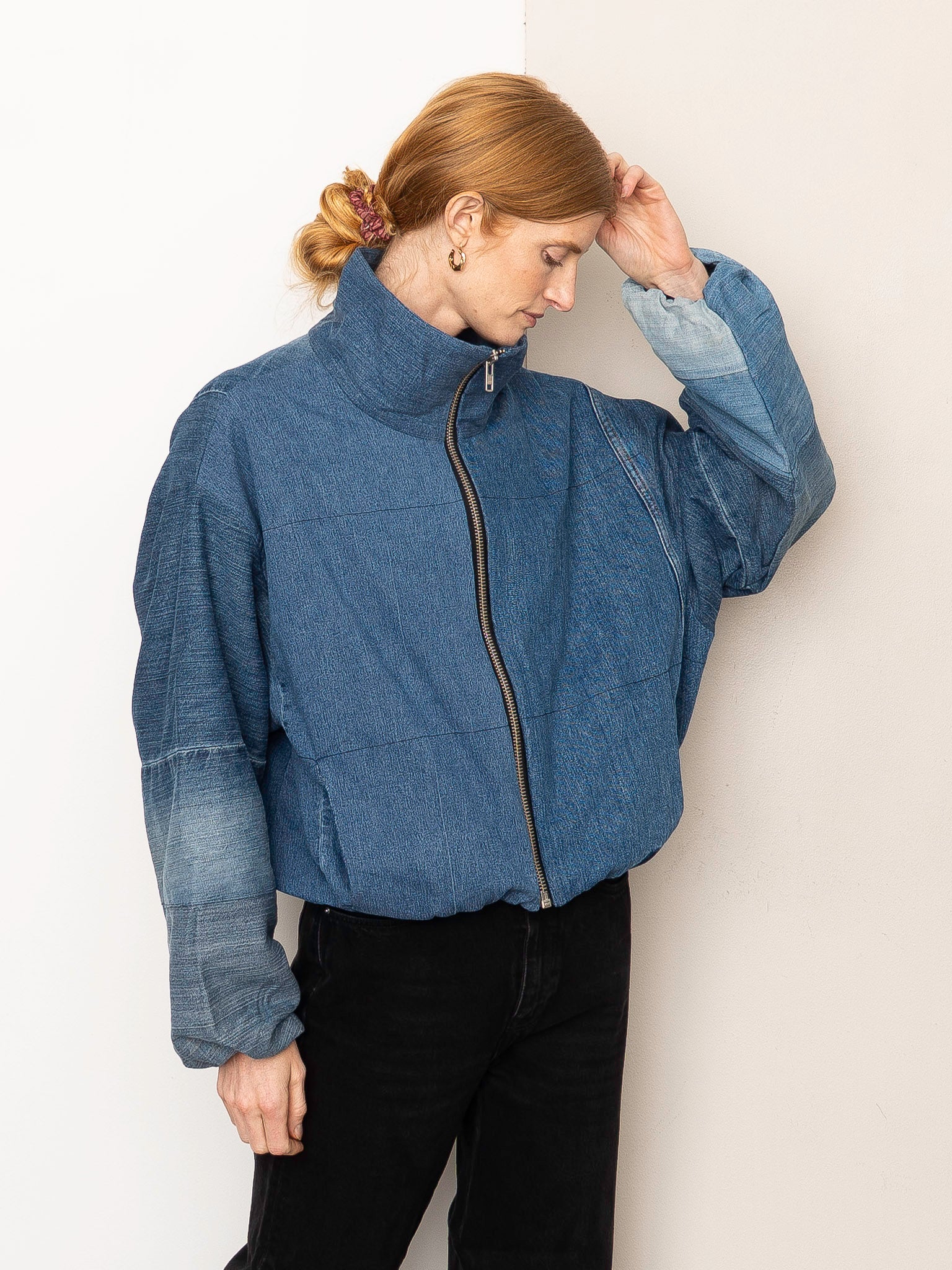 The Shira Denim Puffer Bomber Jacket