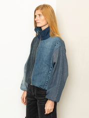 The Shira Denim Puffer Bomber Jacket Wholesale