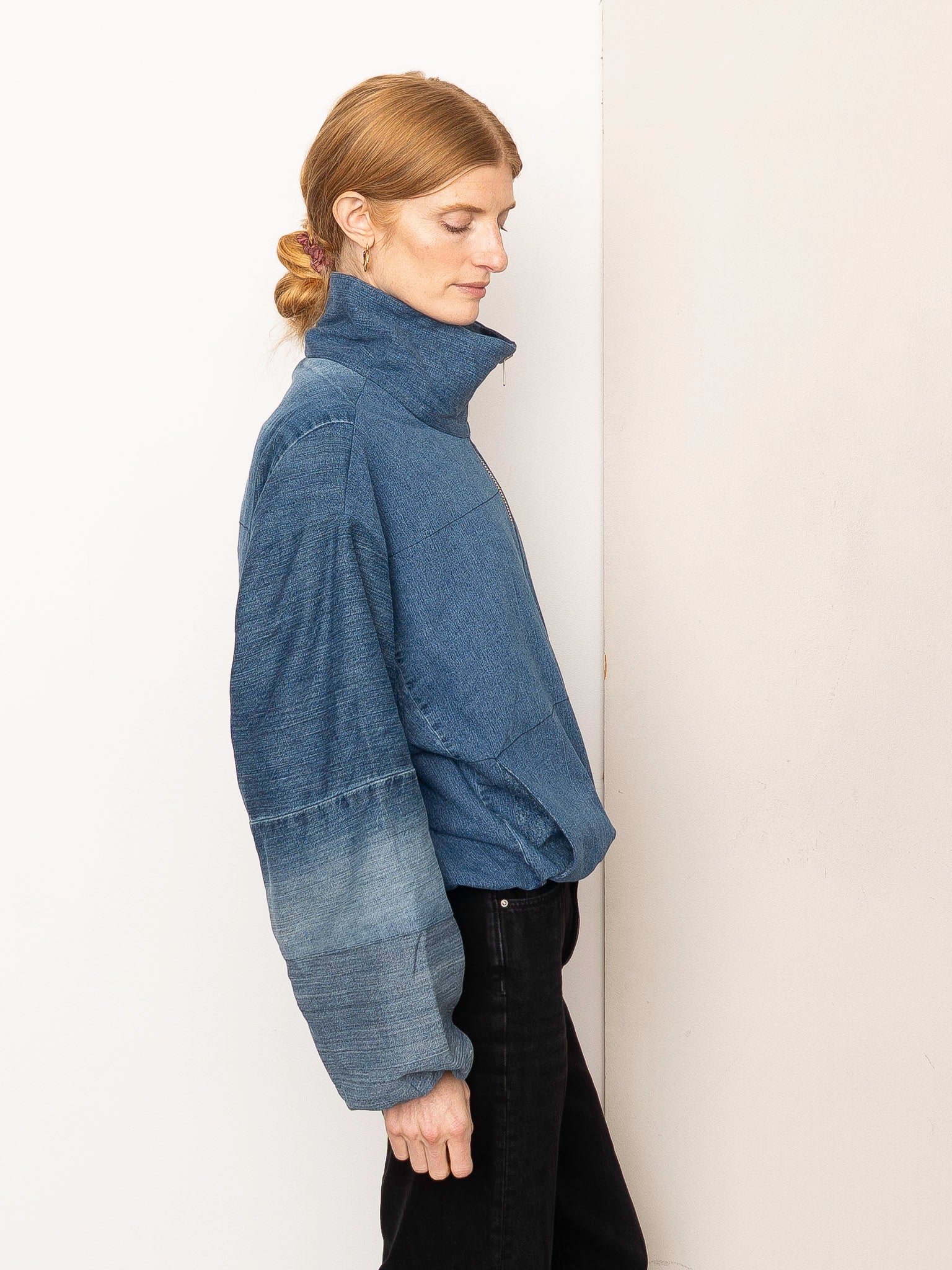 The Shira Denim Puffer Bomber Jacket