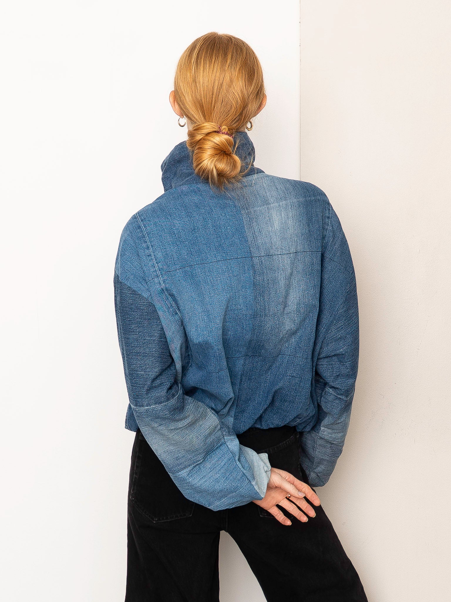 The Shira Denim Puffer Bomber Jacket