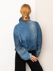 The Shira Denim Puffer Bomber Jacket