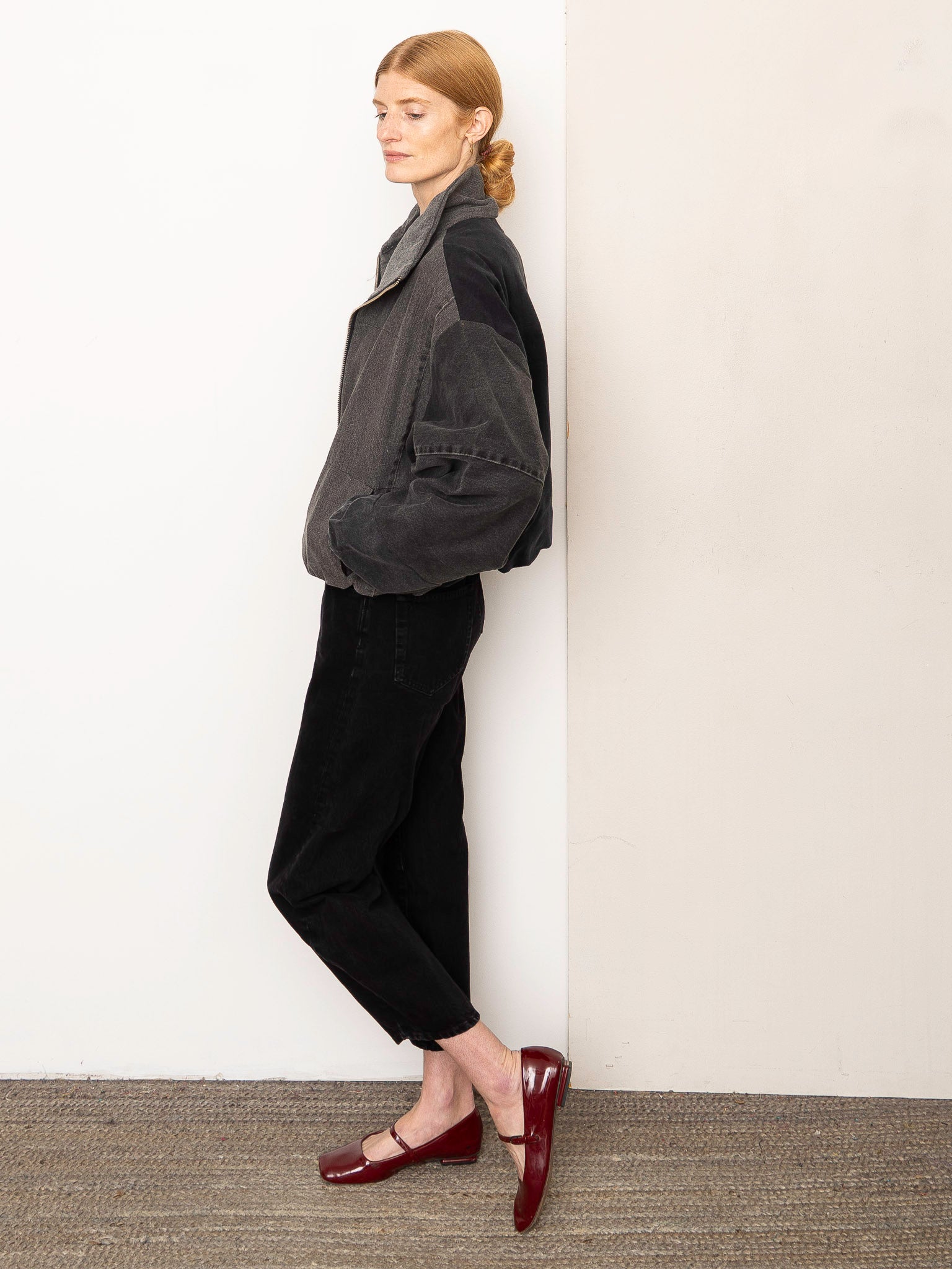 The Shira Denim Puffer Bomber Jacket
