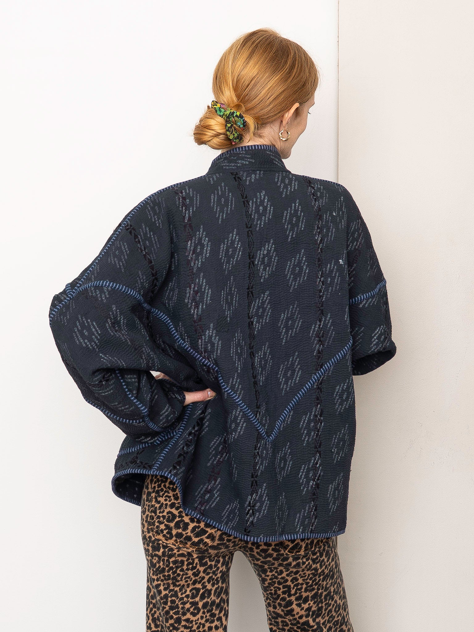 The Ladhiya Quilted Indigo Kantha Jacket