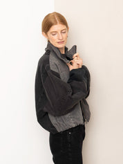 The Shira Denim Puffer Bomber Jacket
