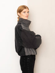 The Shira Denim Puffer Bomber Jacket