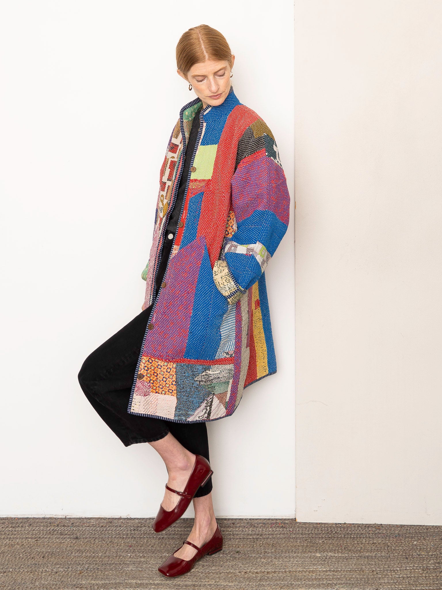 The Sai Quilted Patchwork Kantha Coat