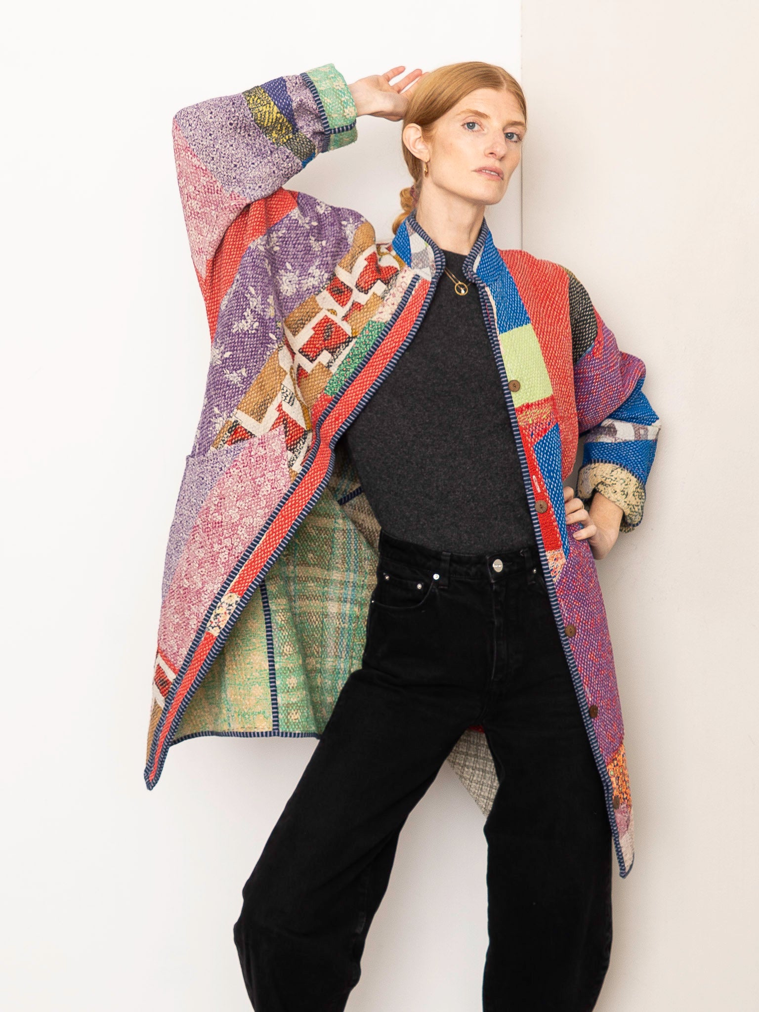 The Sai Quilted Patchwork Kantha Coat