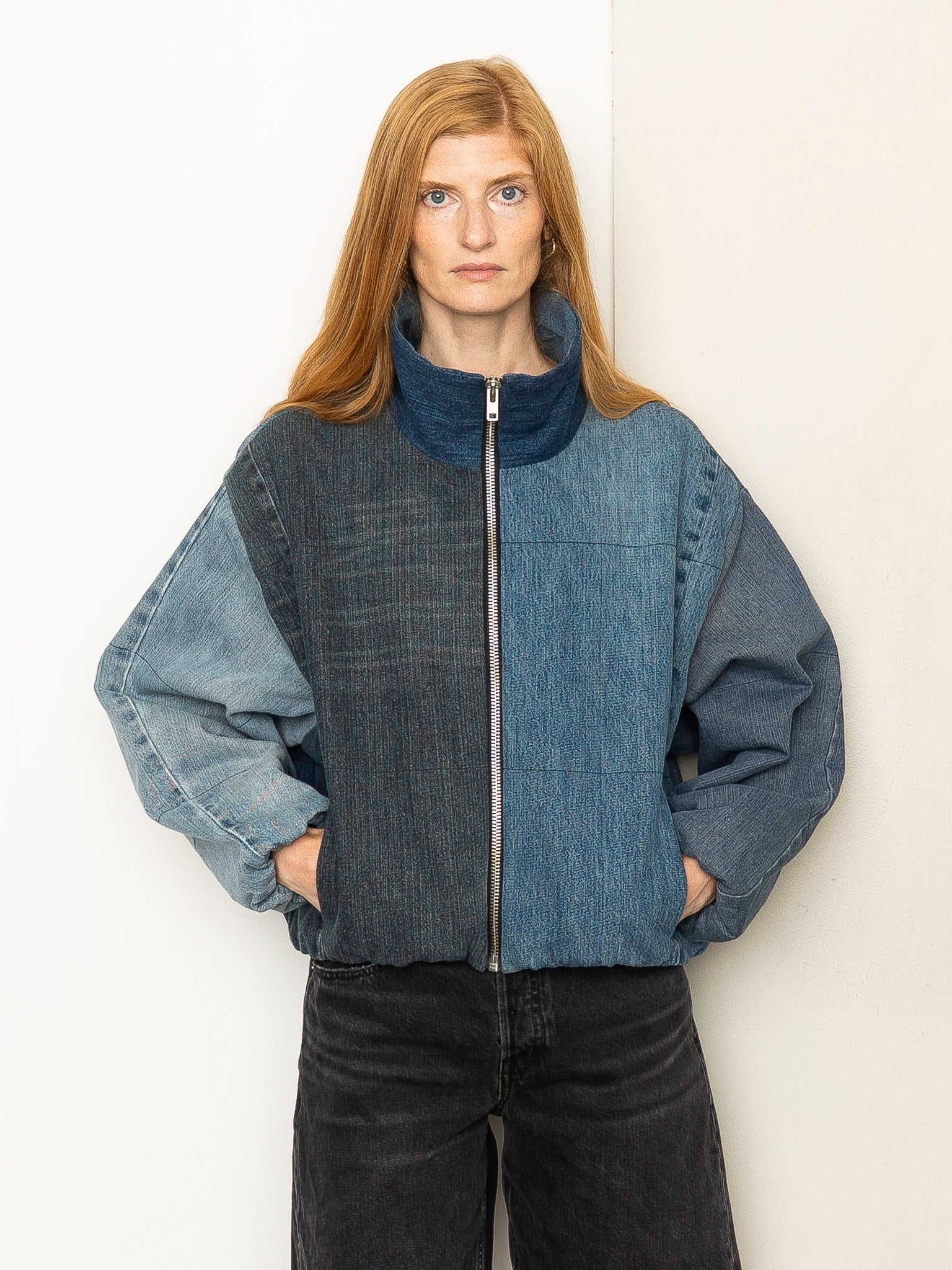 The Shira Denim Puffer Bomber Jacket Wholesale