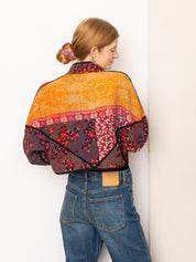 The Kaira Cropped Quilted Patchwork Kantha Jacket