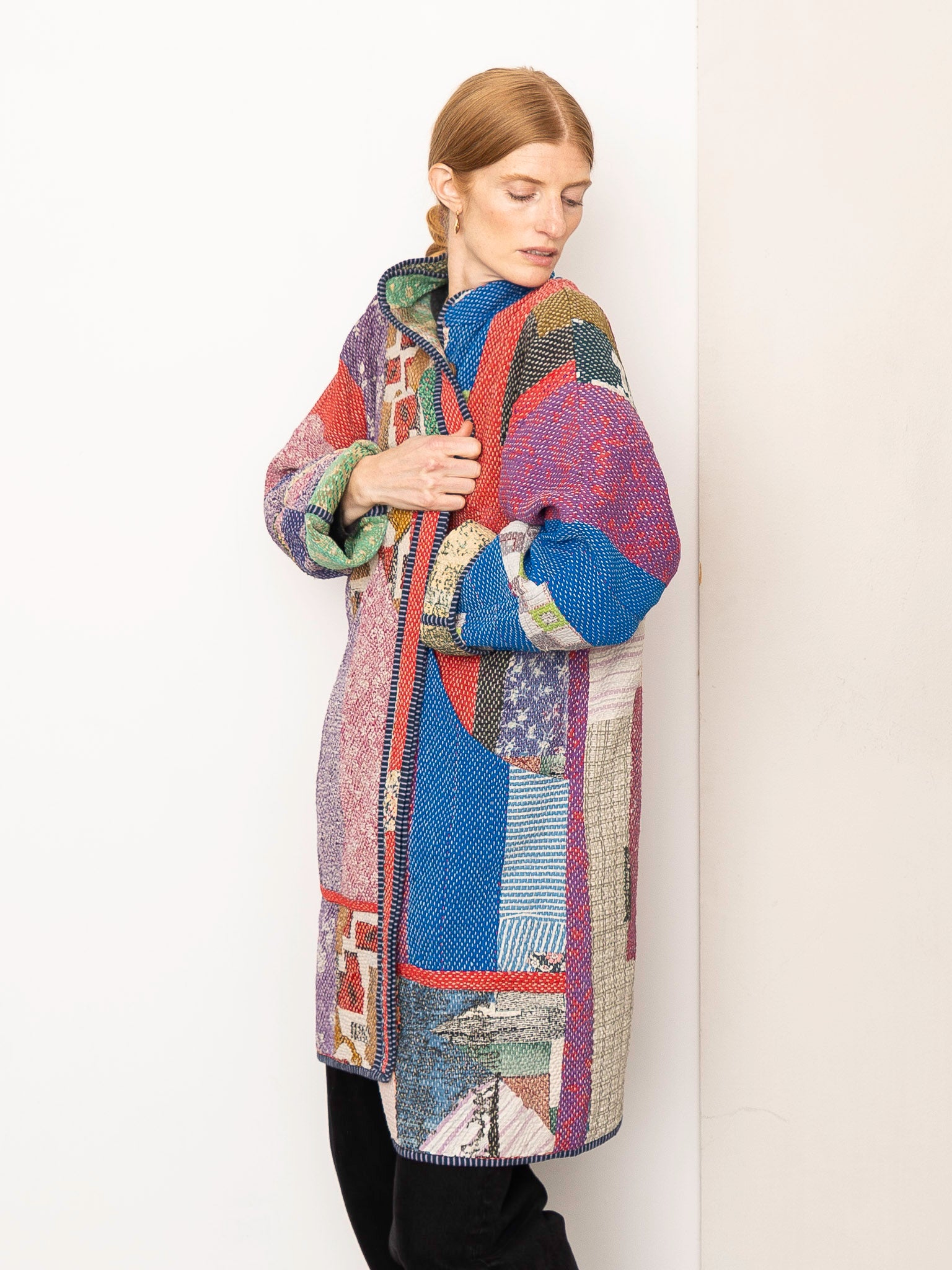 The Sai Quilted Patchwork Kantha Coat