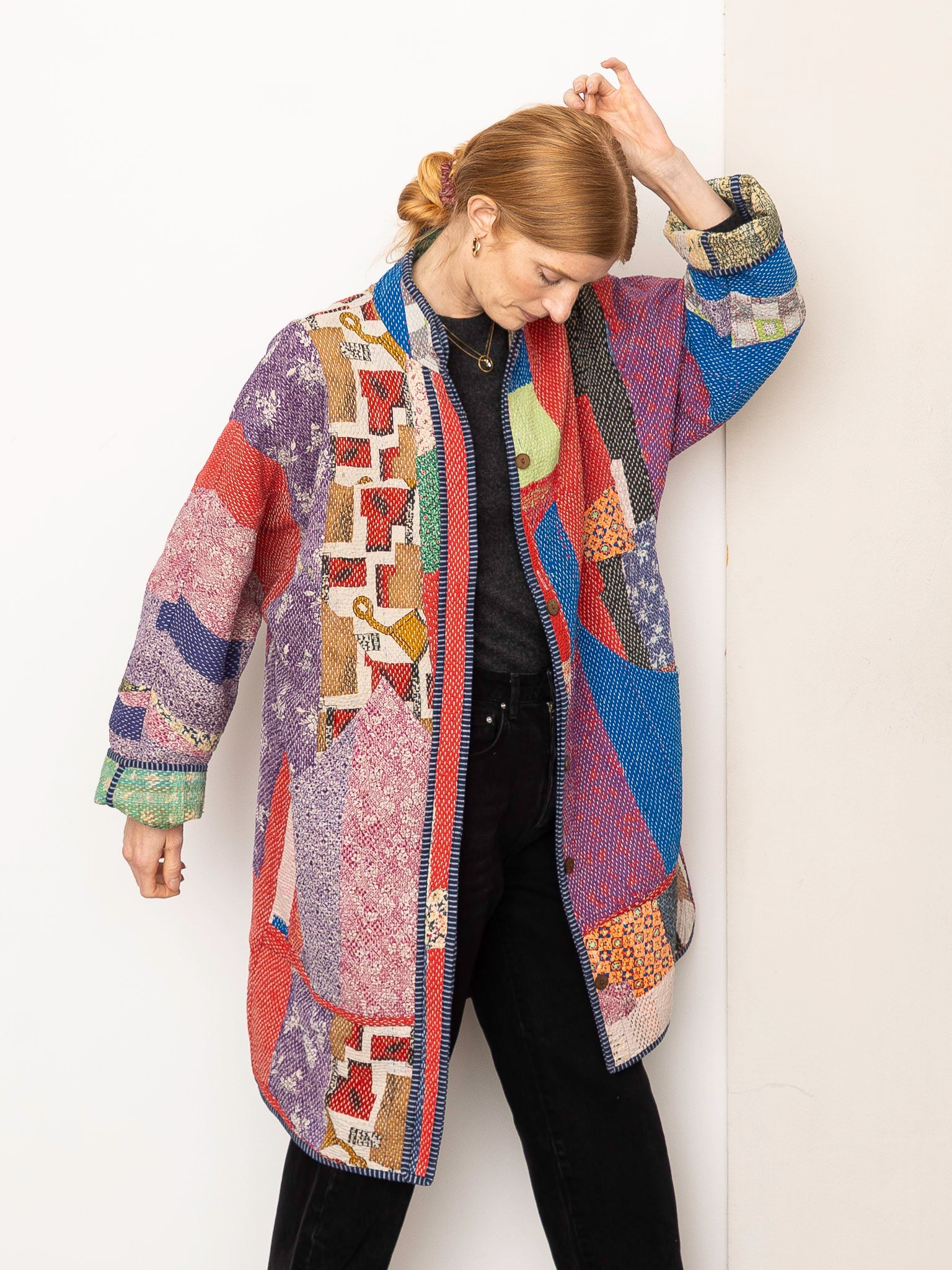 The Sai Quilted Patchwork Kantha Coat