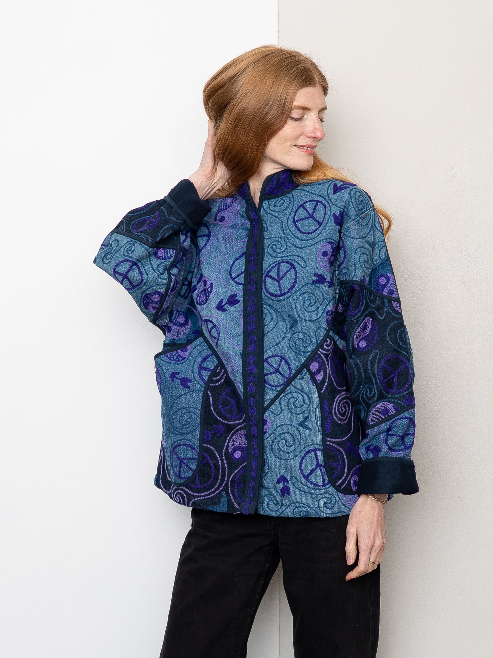 The Ladhiya Denim Suzani Jacket - Medium
