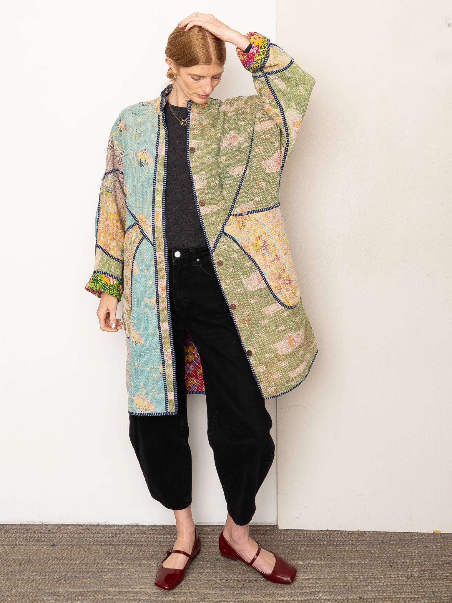The Sai Quilted Patchwork Kantha Coat