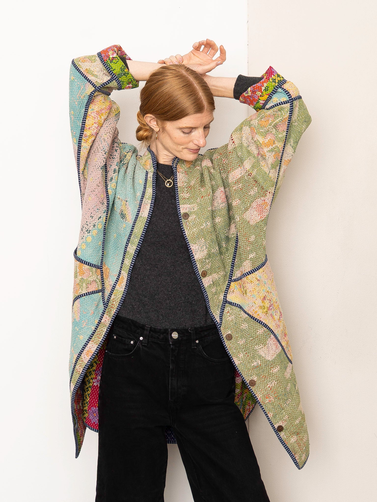 The Sai Quilted Patchwork Kantha Coat