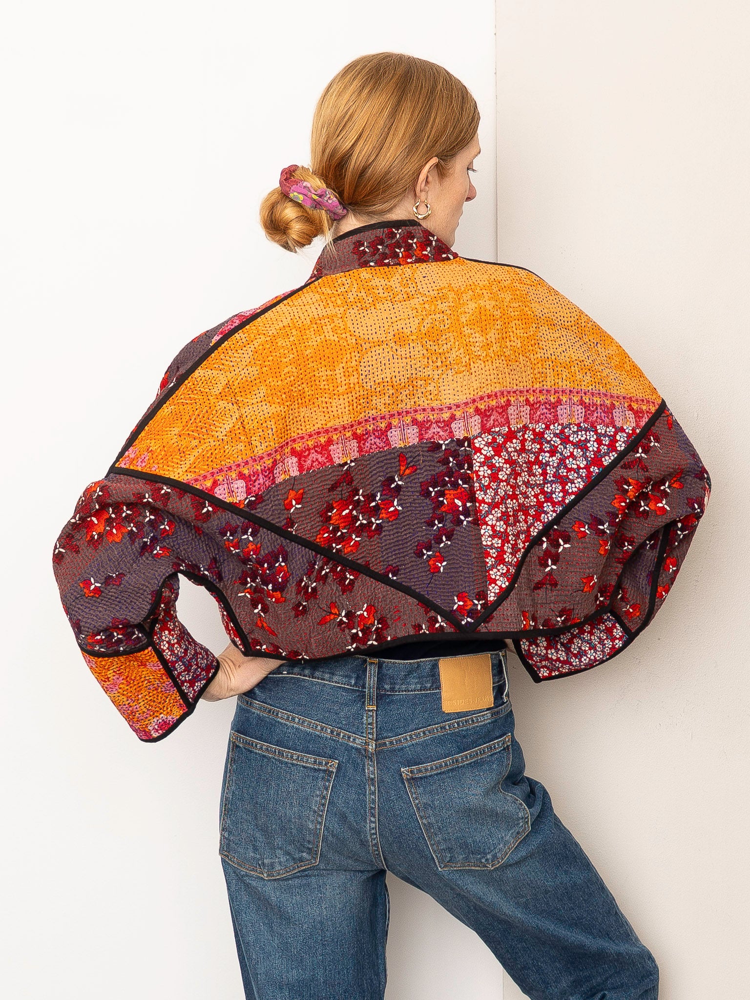 The Kaira Cropped Quilted Patchwork Kantha Jacket