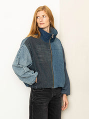The Shira Denim Puffer Bomber Jacket Wholesale