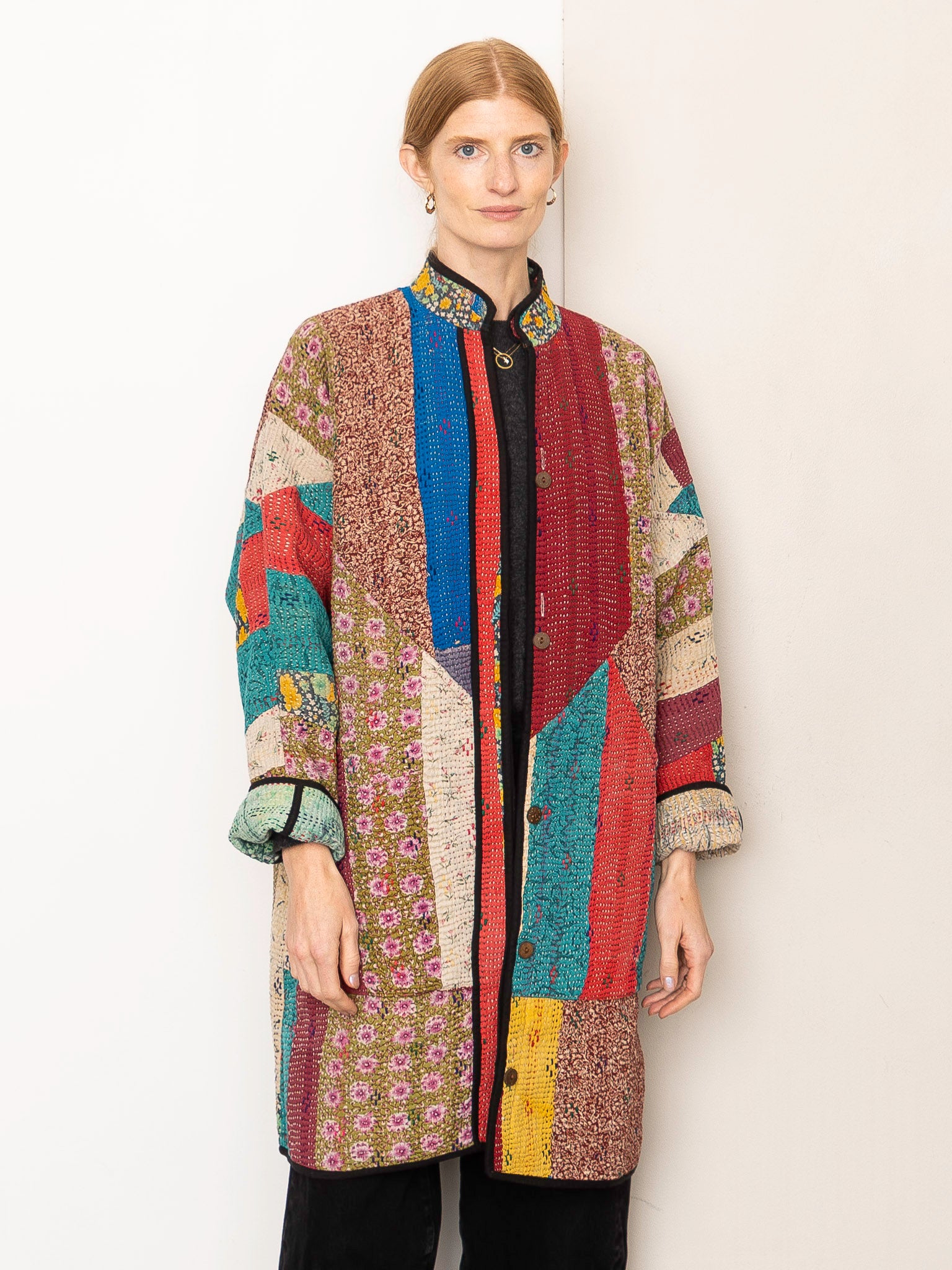 The Sai Quilted Patchwork Kantha Coat