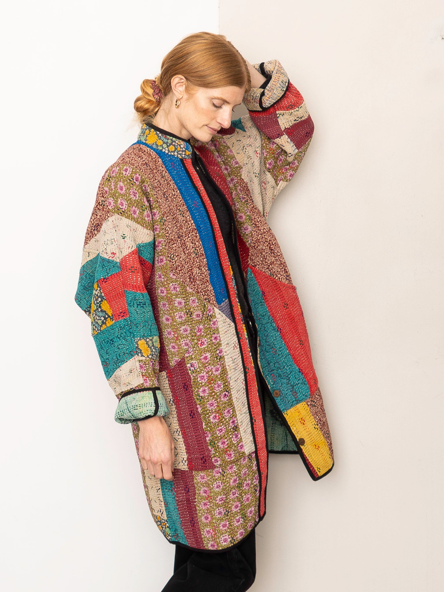 The Sai Quilted Patchwork Kantha Coat