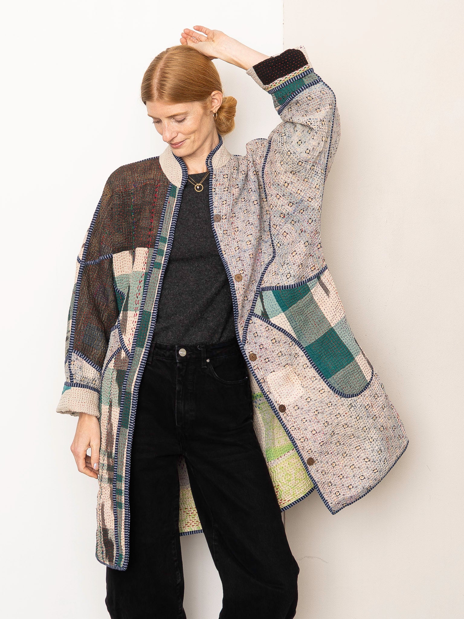 The Sai Quilted Patchwork Kantha Coat